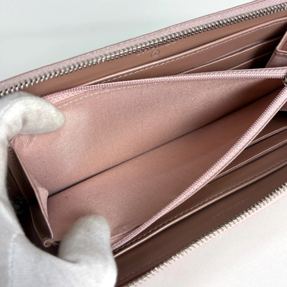 CHANEL Pink Leather Logo Wallet - Picture 7 of 8